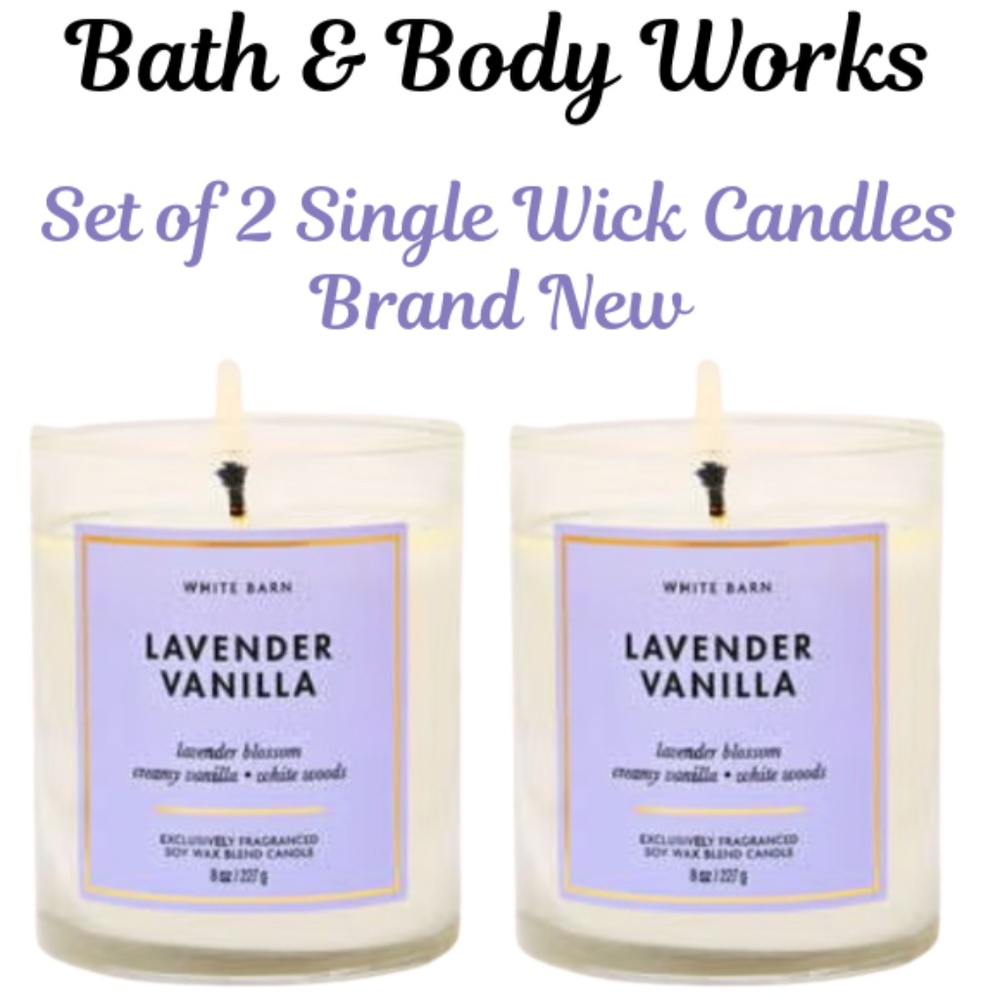Bath & Body Works - Two Lavender Vanilla Single Wick Candles - Lavender Vanilla
